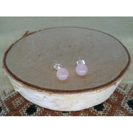 Puces d'oreilles Quartz Rose 6mm