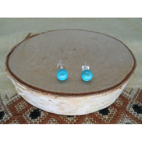 Puces d'oreilles Turquoise Sinkiang 6mm