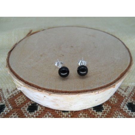 Puces d'oreilles Obsidienne Oeil Céleste 6mm