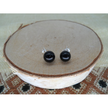 Puces d'oreilles Obsidienne Oeil Céleste 8mm