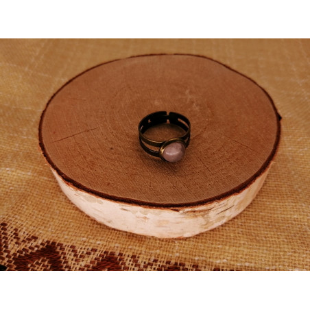 Bague Bronze Quartz Rose 8mm